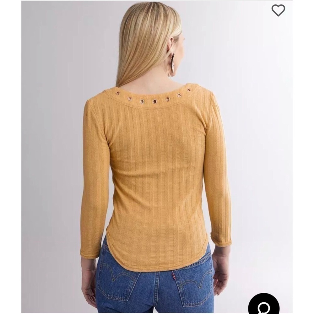 FREE PEOPLE Boho 70s Western Ice Cold Ribbed Lace Up Top Size S - Picture 3 of 9